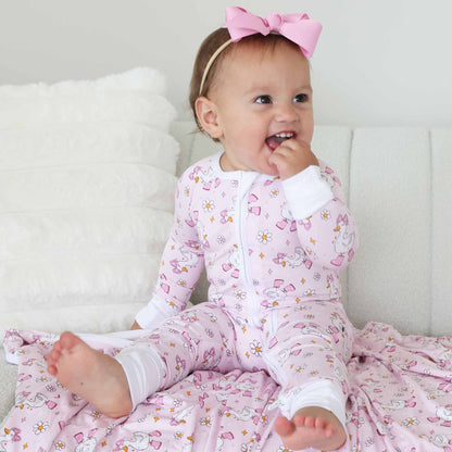 Silly Goose Convertible Zip Romper | Pink: 6-12 months - Persnickety Shop