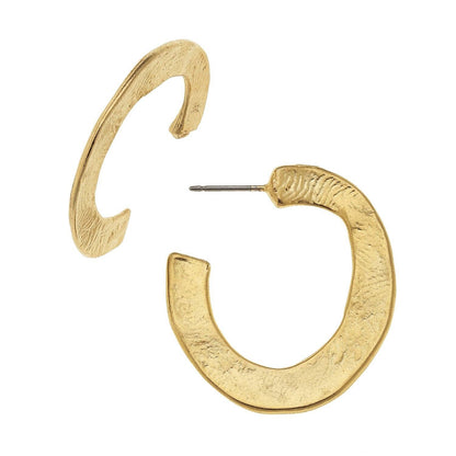Small Hammered Hoops: Gold