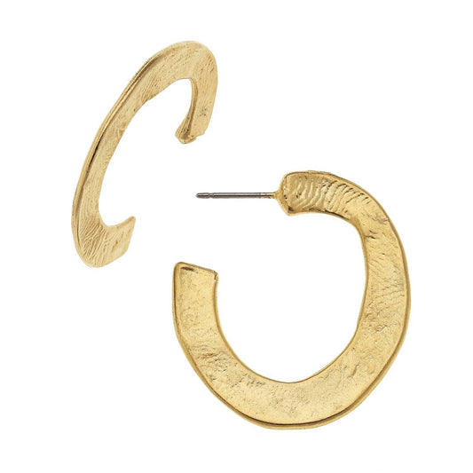 Small Hammered Hoops: Gold