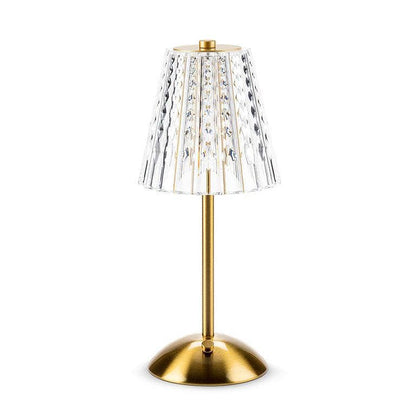 Crystal Shade Cordless Lamp- Gold - 12"H