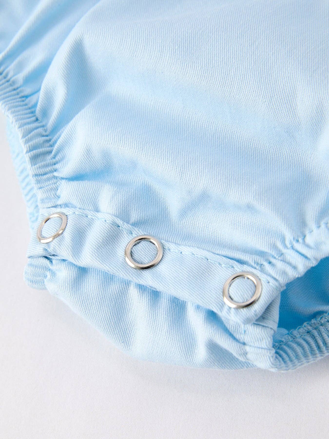 Girls Cross Smocking Embroidered Blue Romper: 3M - Persnickety Shop