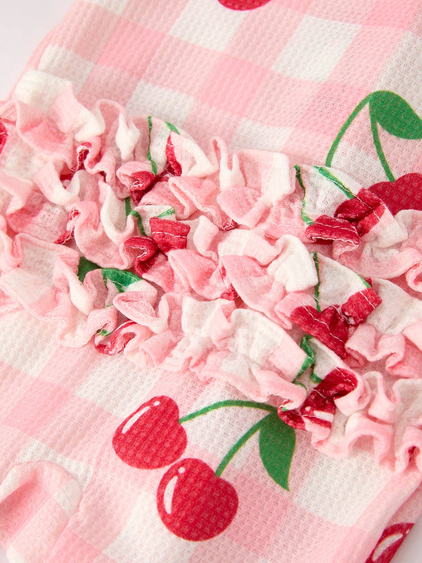 Waffle Cherry Plaid Girls' Romper: 3M - Persnickety Shop