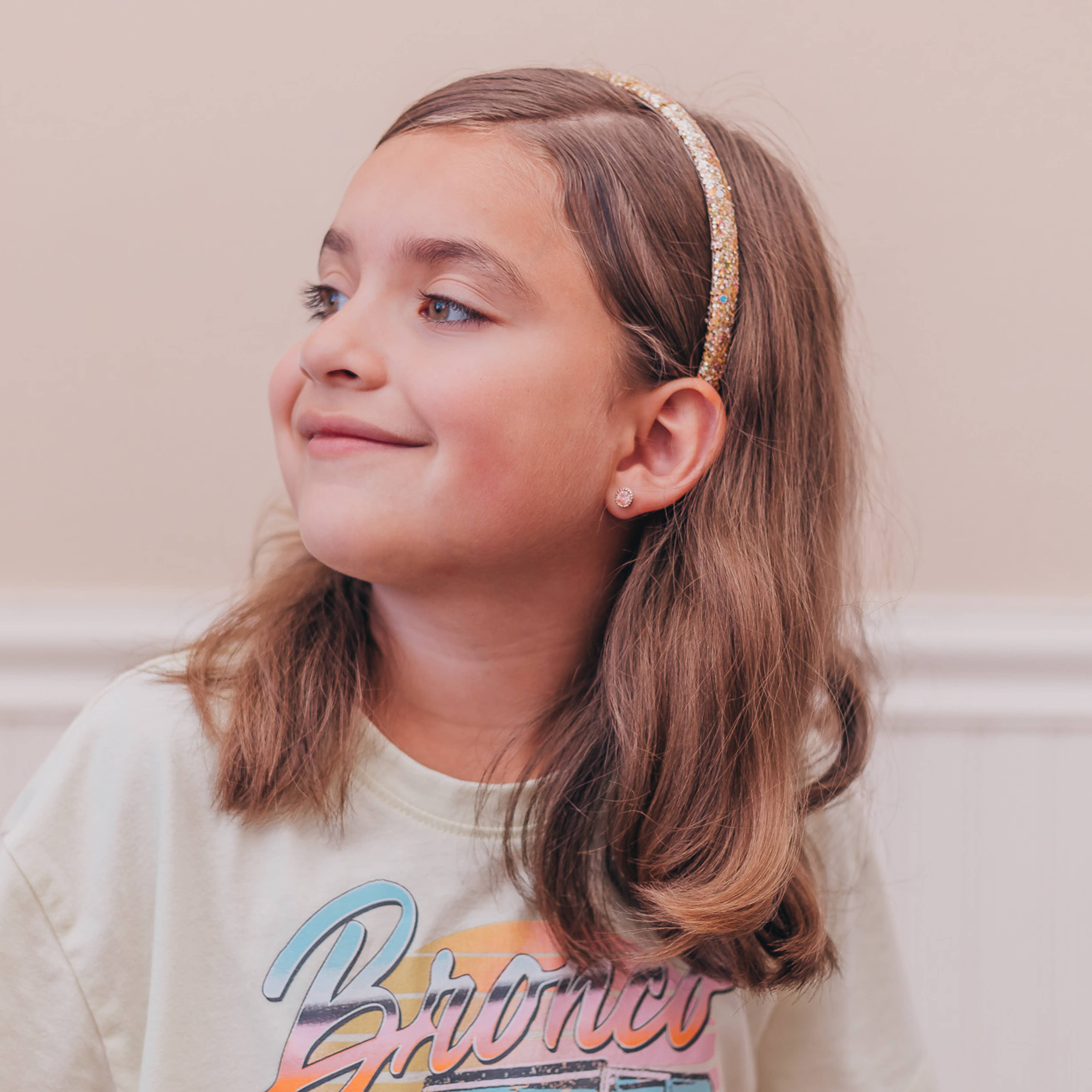 Thin Glitter Headband - Padded Hair Bands: Pink