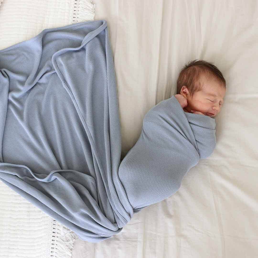 All Bamboo Waffle Swaddle Blankets: Eucalyptus - Persnickety Shop