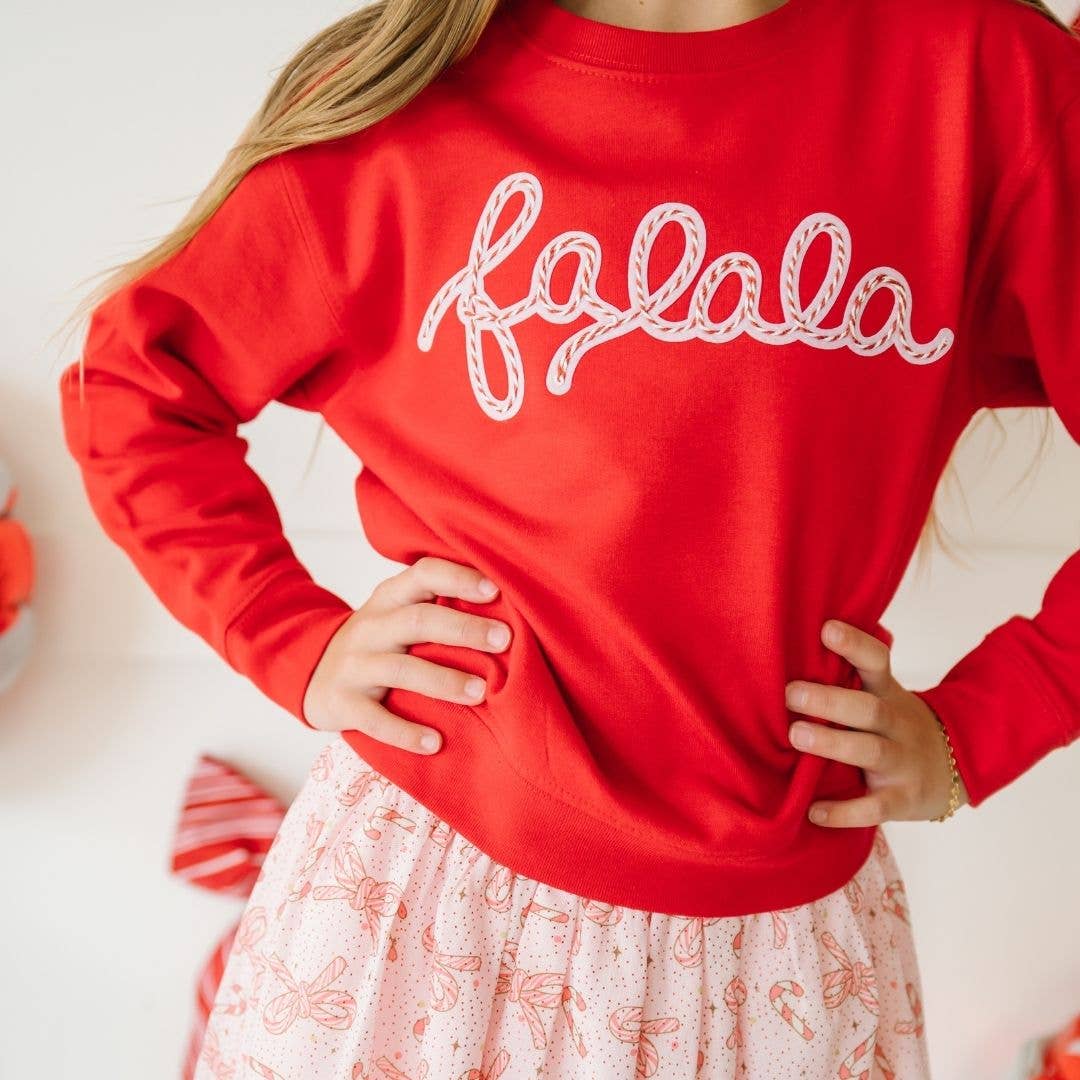 Sweet Wink Falala Patch Christmas Girl's Sweatshirt - Red - Persnickety Shop