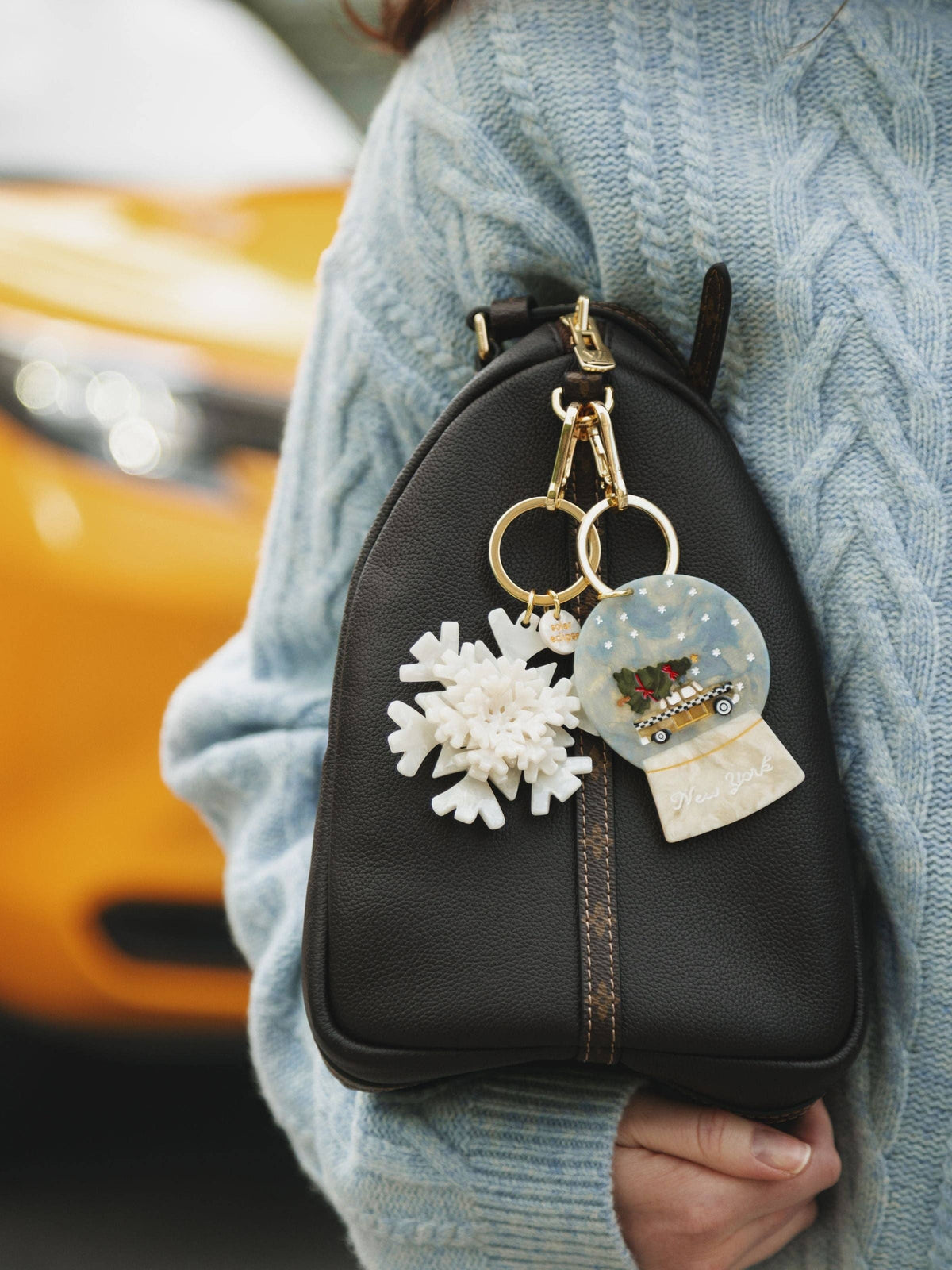 Solar EclipseHand-painted NYC Taxi Snowglobe Bag Charm + Keychain