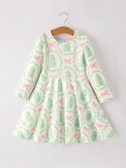 Festive Christmas Tree & Wreath Girls Dress: 2 - Persnickety Shop