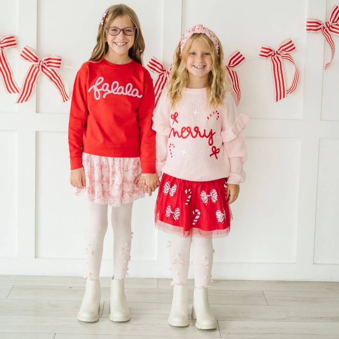 Sweet Wink Falala Patch Christmas Girl's Sweatshirt - Red - Persnickety Shop