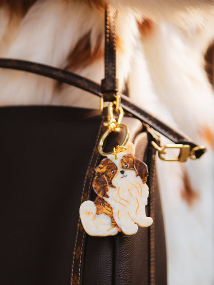 Hand-painted Shih Tzu Pup Bag Charm + Keychain | Eco-Friendly