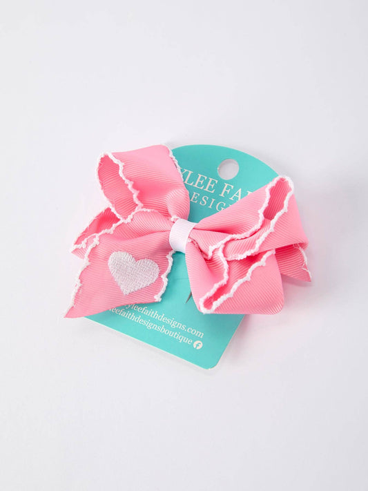 Heart Pink Bow Hair Clip - Persnickety Shop