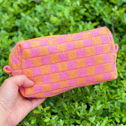 Check Yourself Cosmetic Bag: Red Pink