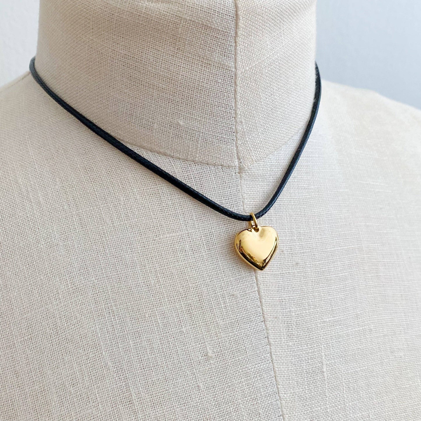 Gold Puffy Heart Necklace