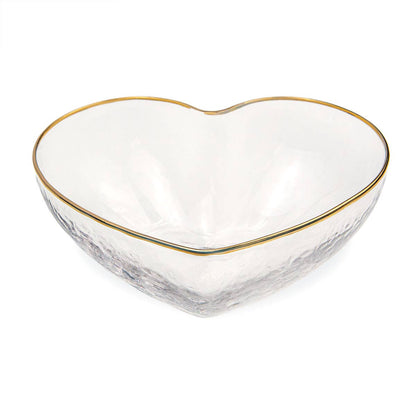 Heart Glass Bowl   Clear/Gold   5.9x2.2x5.5