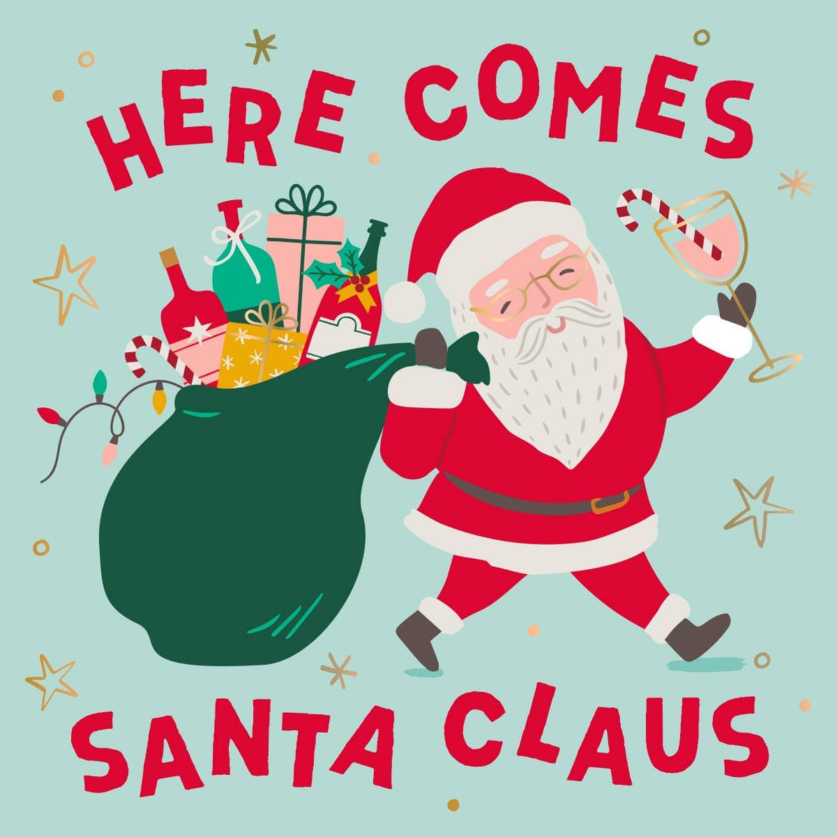 Holiday Cocktail Napkins | Here Comes Santa - Foil - 20ct: Default Title - Persnickety Shop