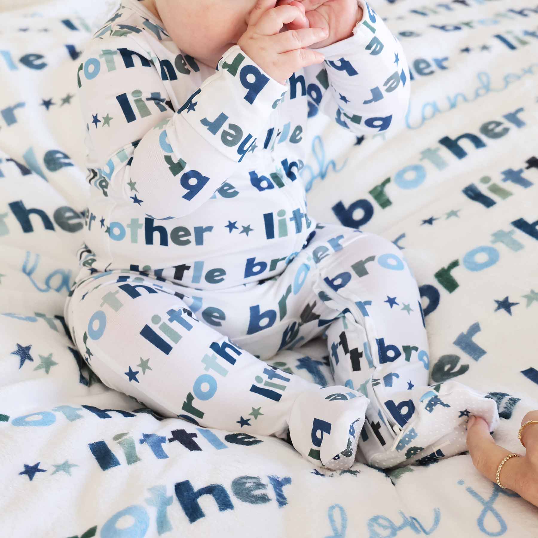 Little Sibling Zipper Footie: Little Brother / Newborn - Persnickety Shop