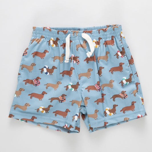 Pink Chicken Baby Boys Swim Trunk - Swim Dachshunds - Persnickety Shop