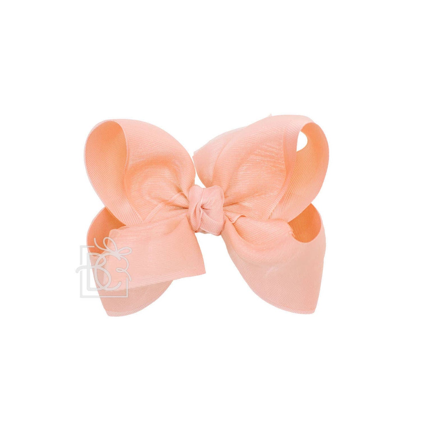 LAYERED ORGANZA/GROSGRAIN BOW ON CLIP: 5.5" Huge - 2.25" Ribbons on Alligator Clip / WHITE