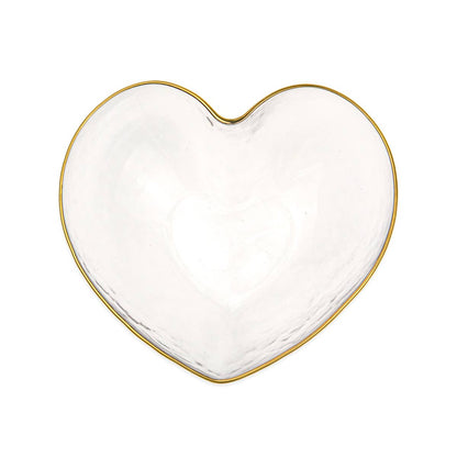 Heart Glass Bowl   Clear/Gold   5.9x2.2x5.5