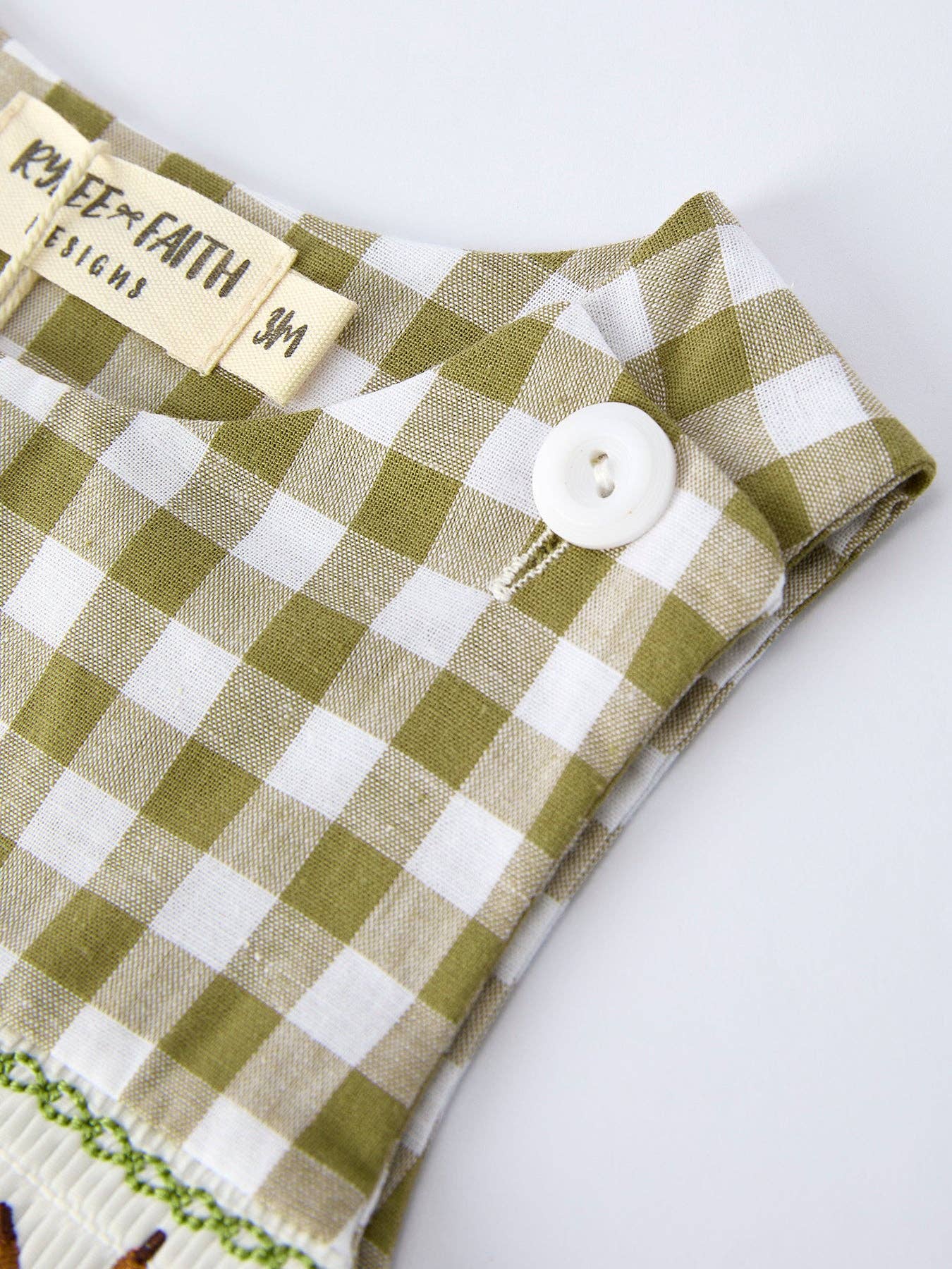 Green Plaid Fish Embroidered Smocked Baby Boy Romper: 3M - Persnickety Shop