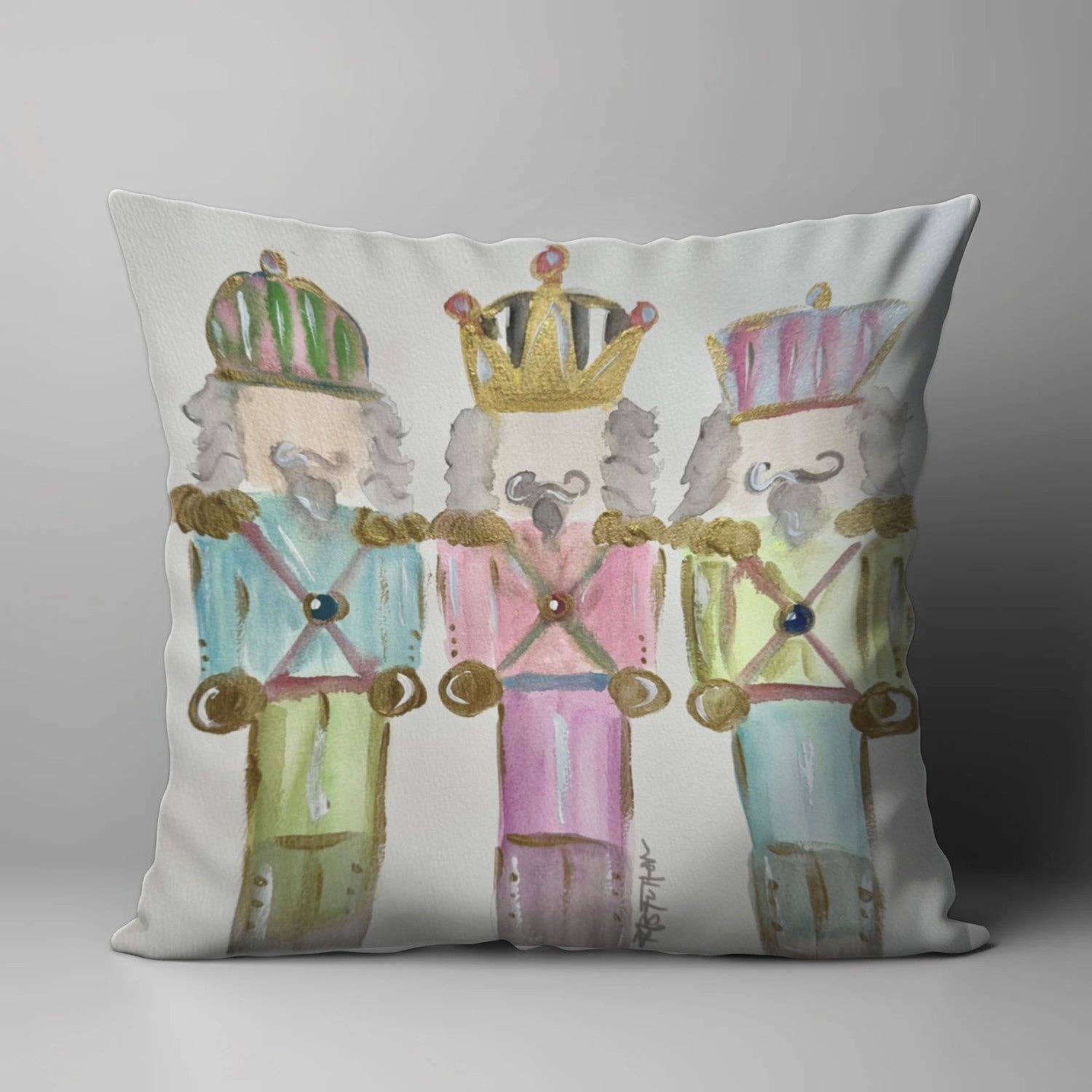 BRIDGETT'S PASTEL NUTCRACKERS PILLOW: 18" - Persnickety Shop