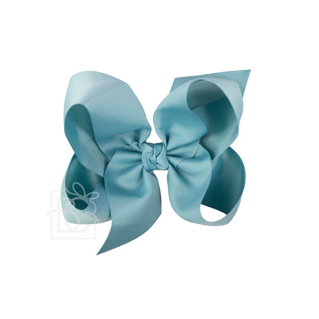 Signature Grosgrain Bow on Clip (New Colors): Baby Blue / 4.5" Large - 1.5" Ribbon on Alligator Clip