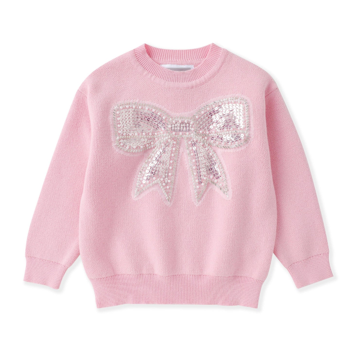 Pink Christmas Sparkle Bow Sweater - Persnickety Shop