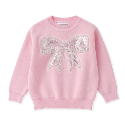 Pink Christmas Sparkle Bow Sweater - Persnickety Shop
