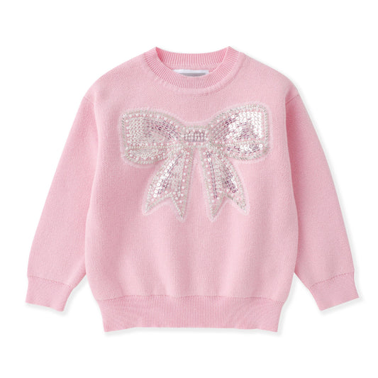 Pink Christmas Sparkle Bow Sweater - Persnickety Shop