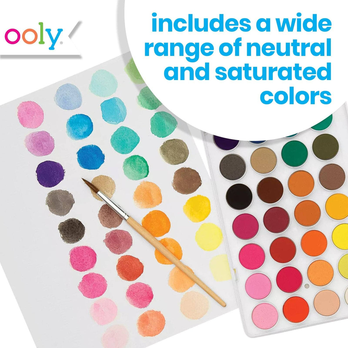Ooly Lil' Watercolor Paint Pods with Brush - 36 Colors