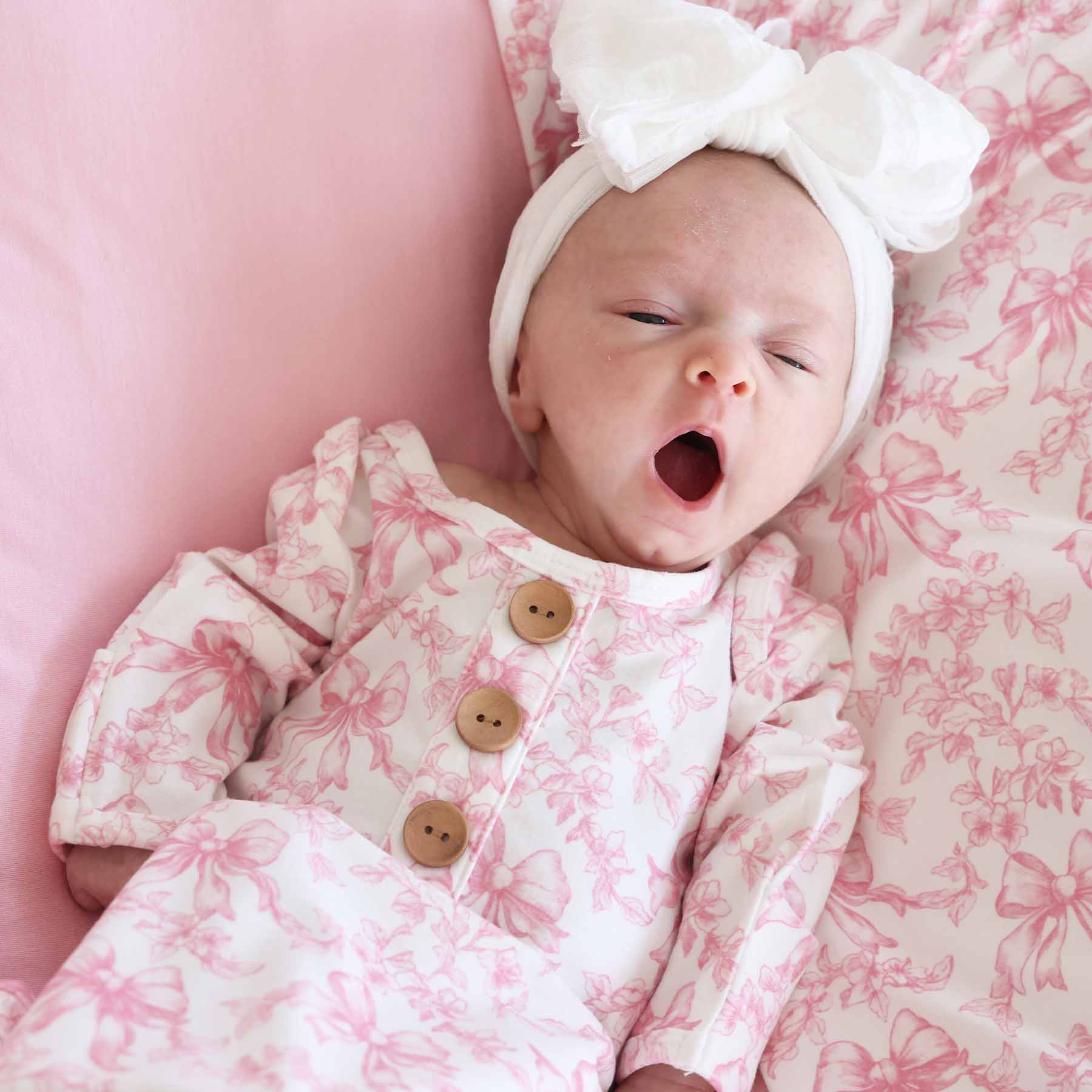 Fancy Frills Newborn Baby Knot Gown & Hat Set - Persnickety Shop