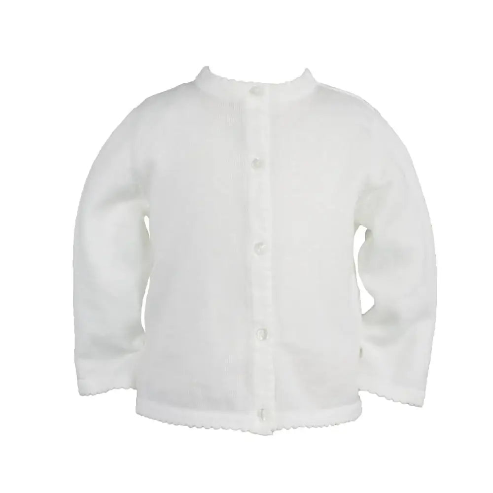 Petit Ami Scalloped Edge Cardigan Sweater - White - Persnickety Shop