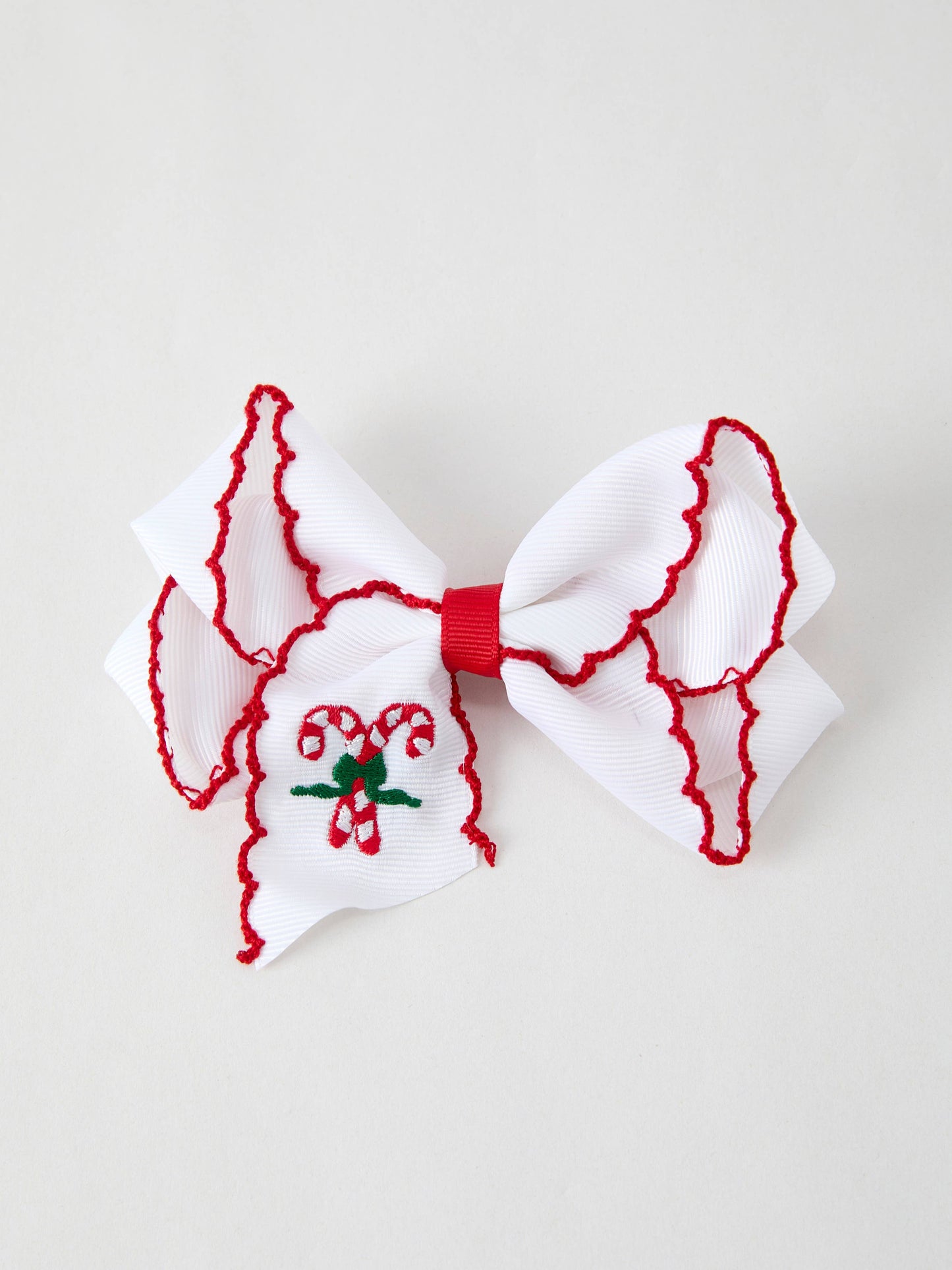 Christmas Candy Cane Embroidered Bow Hair Clip: ACG51038 - Persnickety Shop