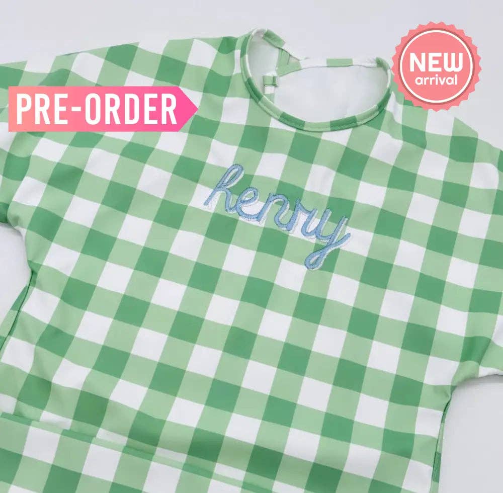 Long Sleeve Signature Catch All Bib - Light Green 6m-2T