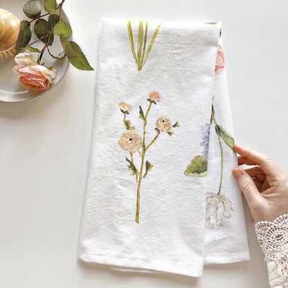 EMILY LEX Garden flowers tea towel