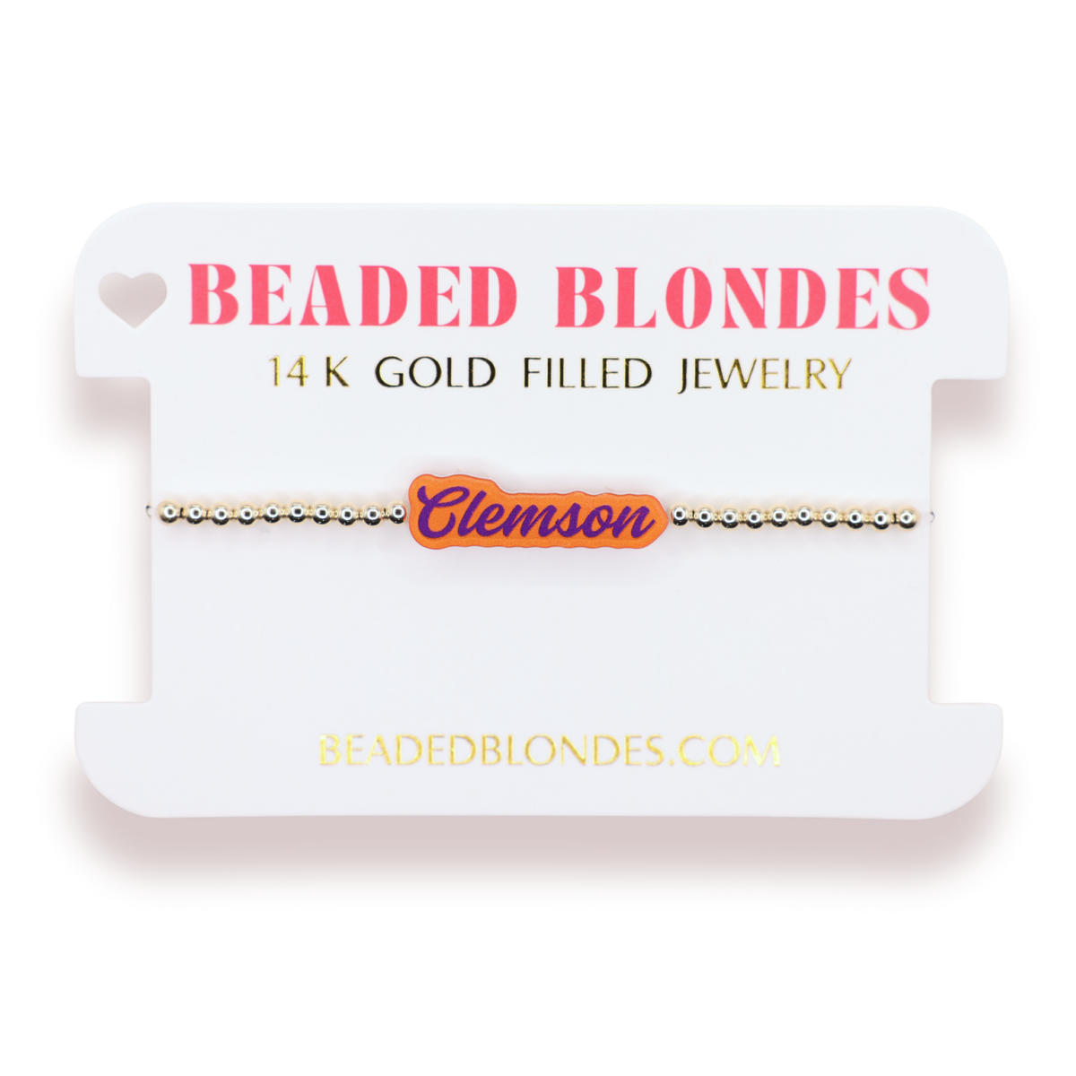 Clemson Word Bracelet on Gold: Standard 6.75 Inch