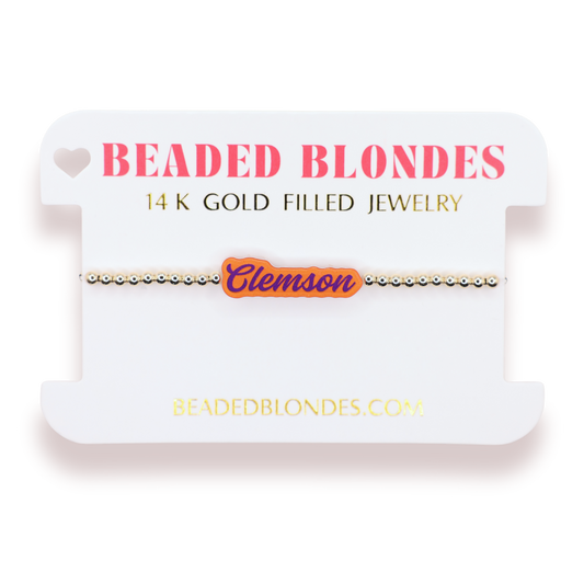 Clemson Word Bracelet on Gold: Standard 6.75 Inch
