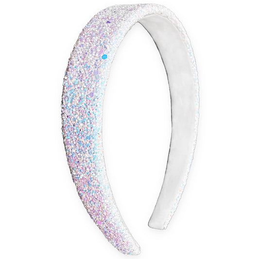 Tapered Chunky Glitter Headband: White - Persnickety Shop