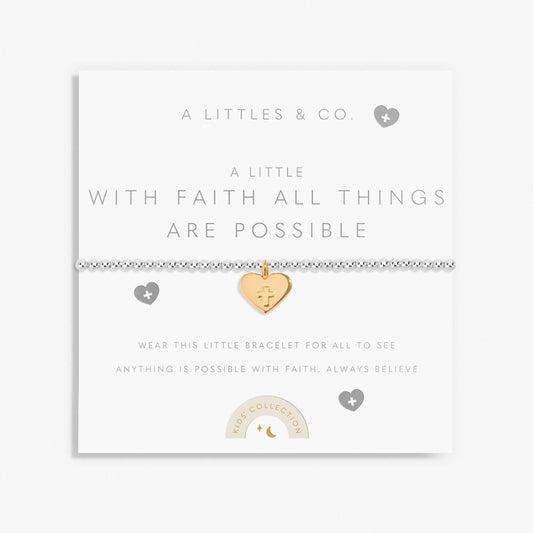 A Littles & Co. Kids'Kids' A Little 'With Faith All Things Are Possible' Bracelet In Silver And Gold-Tone Plating