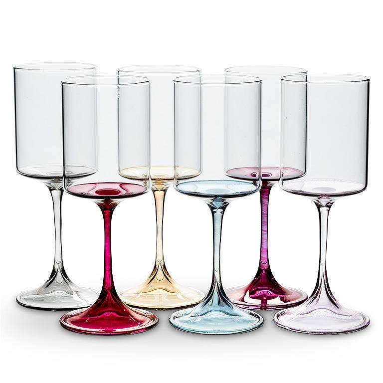 Slender Colored Wine Glass - 6Asst - 9.5"H (12oz)