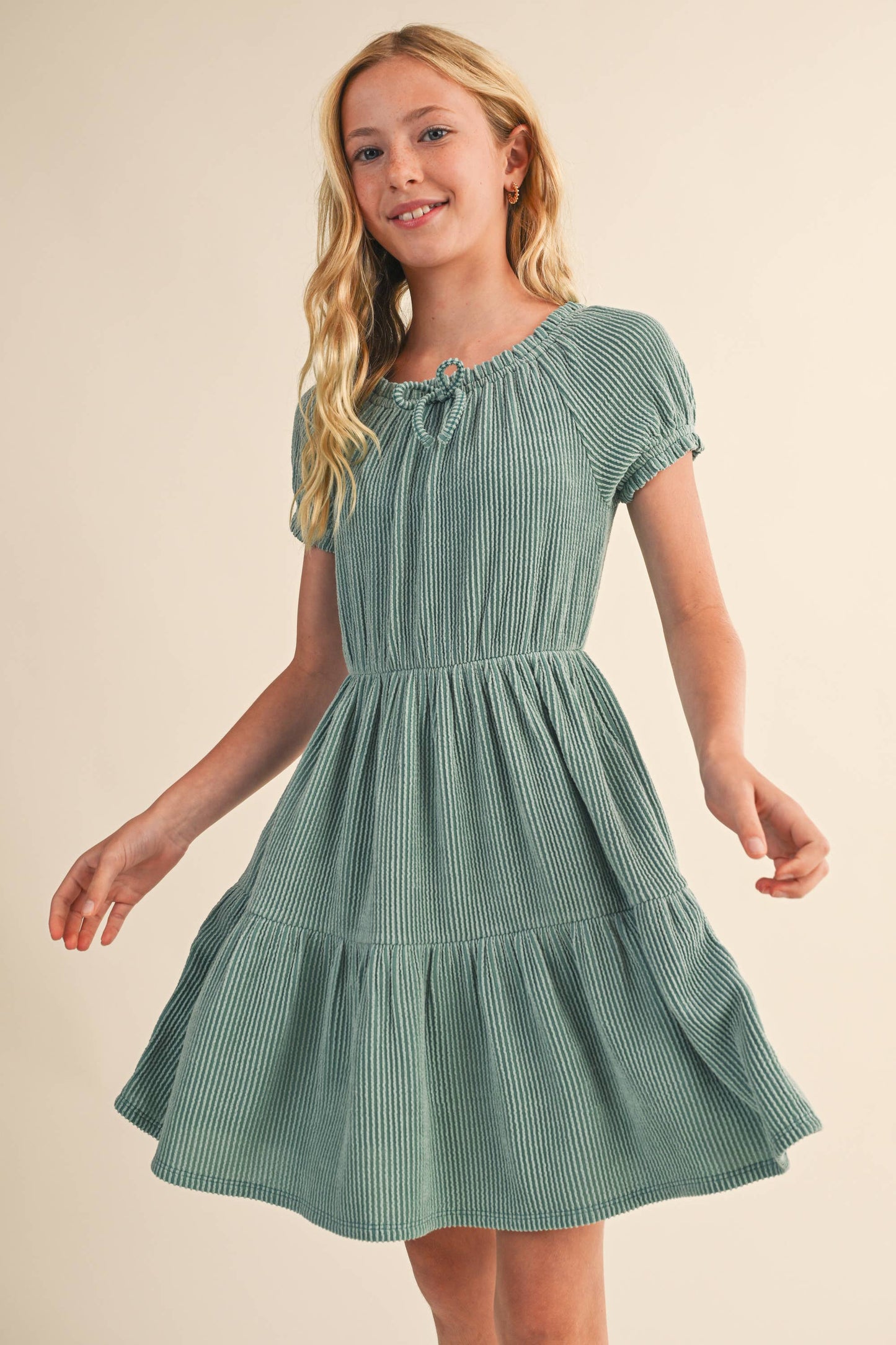 TWEEN KIDS GIRLS PUFF SLV TIERED DRESS (7-12): 8 - Persnickety Shop