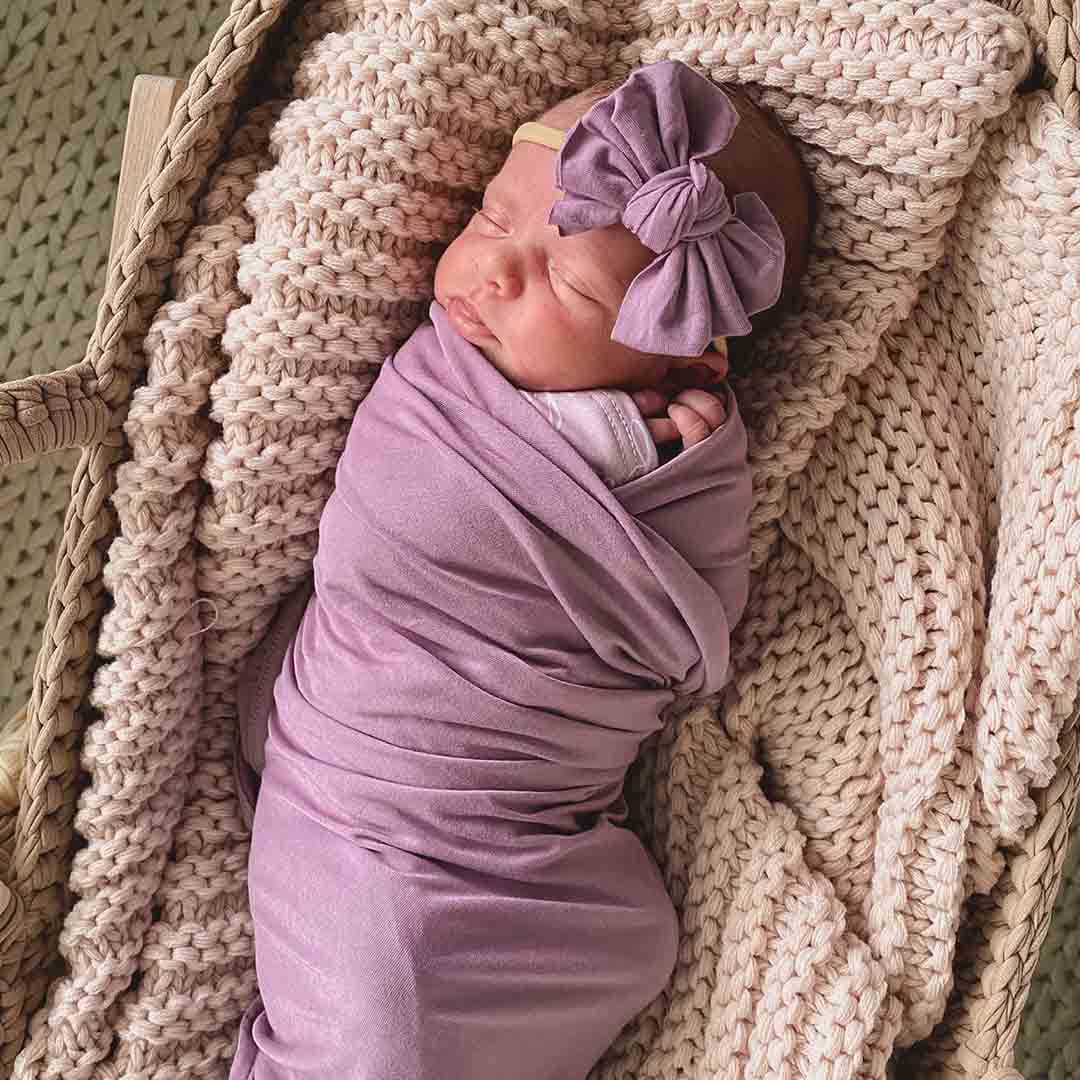 All Solid Bamboo Knit Swaddle Blankets: Dusty Blue - Persnickety Shop