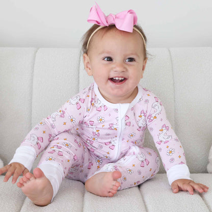 Silly Goose Convertible Zip Romper | Pink: 6-12 months - Persnickety Shop