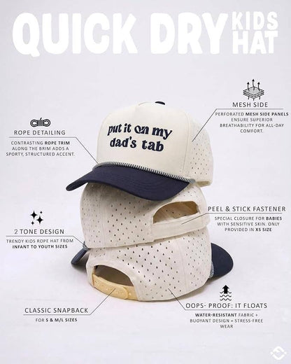 Kid's Golf Hat - Put it on my Dad's Tab - Navy/Beige: Small