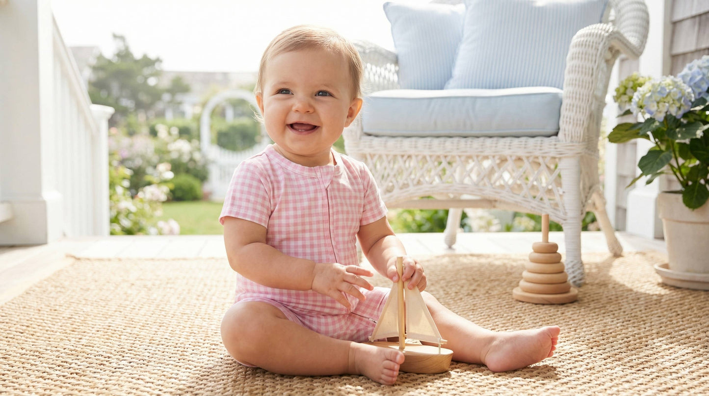 Sugar Gingham Short Sleeve & Shorts Bamboo Sleeper