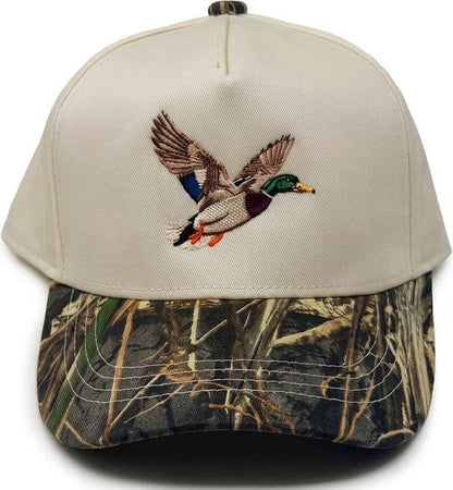 Kids/Baby Two Tone Vintage Cap: Mallard Duck-Wood Camo/Beige: Toddler (12-24 Months)