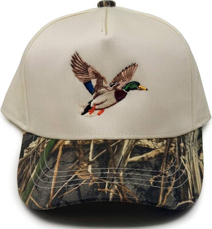 Kids/Baby Two Tone Vintage Cap: Mallard Duck-Wood Camo/Beige: Infant (0-12 Months)