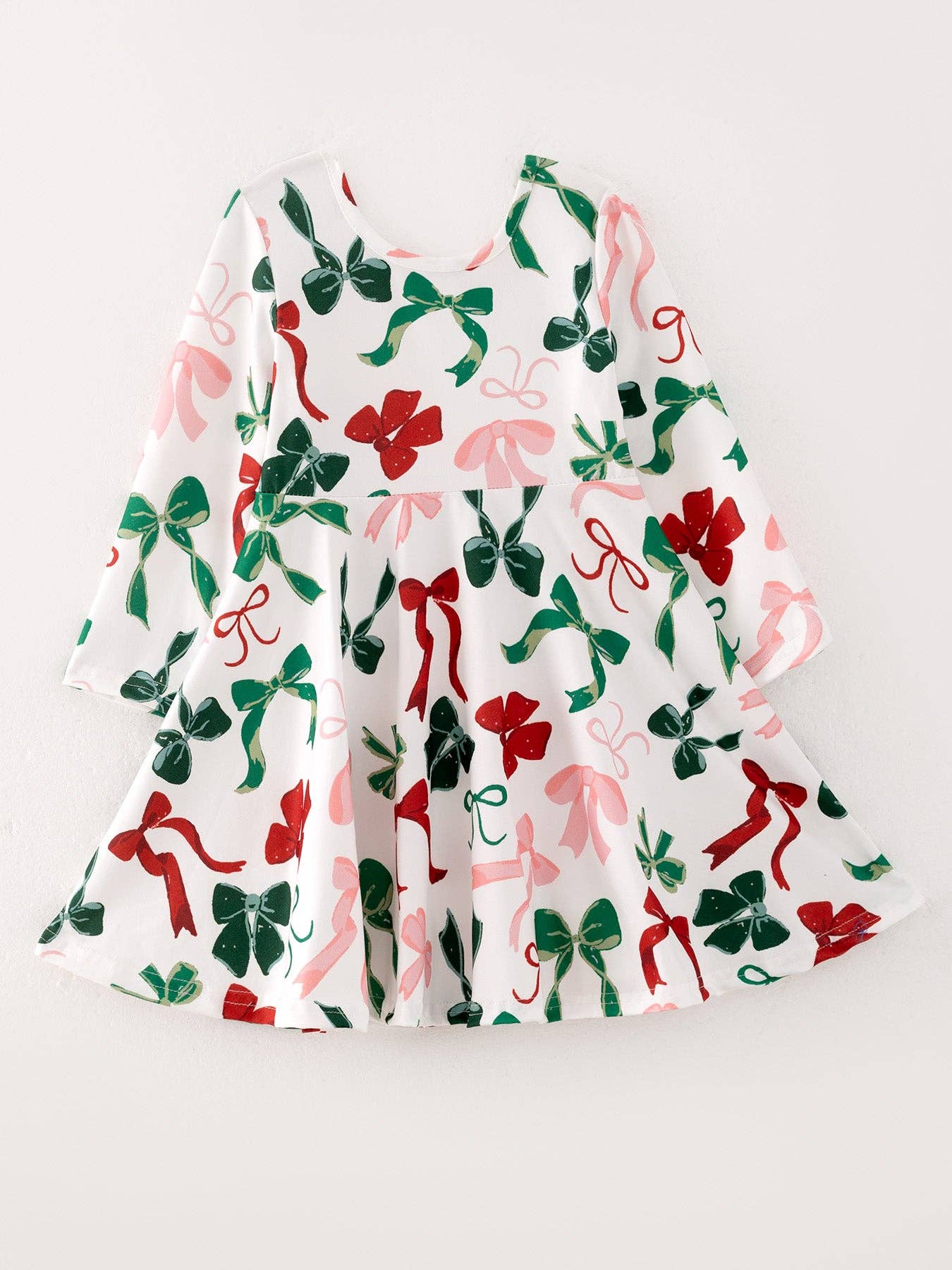 Girls Christmas Bow Print Dress: 2 - Persnickety Shop