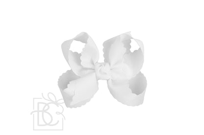 SCALLOPED EDGE BOW: Powder Mint / 4.5" Large - 1.5" Ribbon on Alligator Clip
