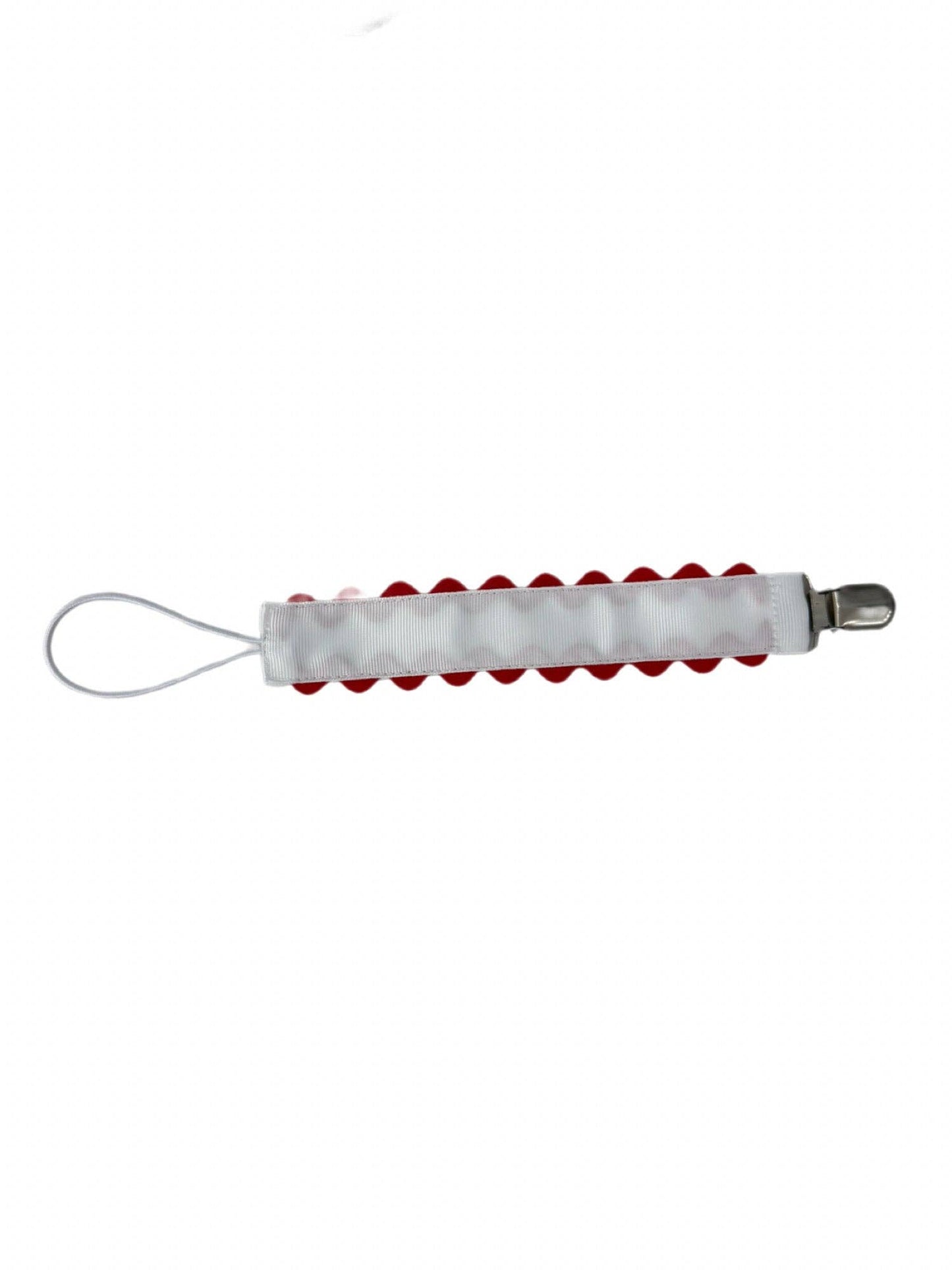 Paci Clip - Hampton James White with Red