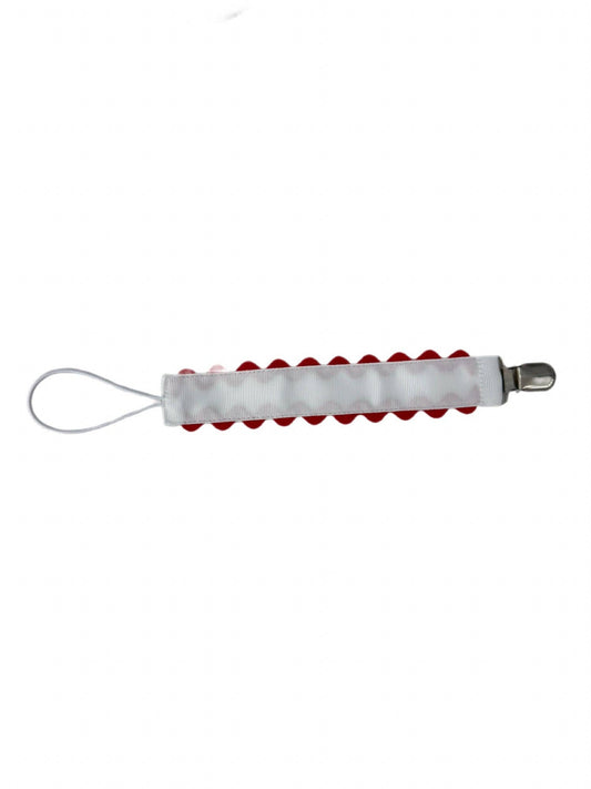 Paci Clip - Hampton James White with Red